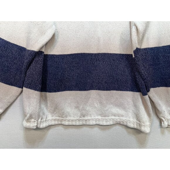 Eddie Bauer Women's Pullover Sweater Knit Long Sleeve Stretch Blue White Stripe - Picture 5 of 11